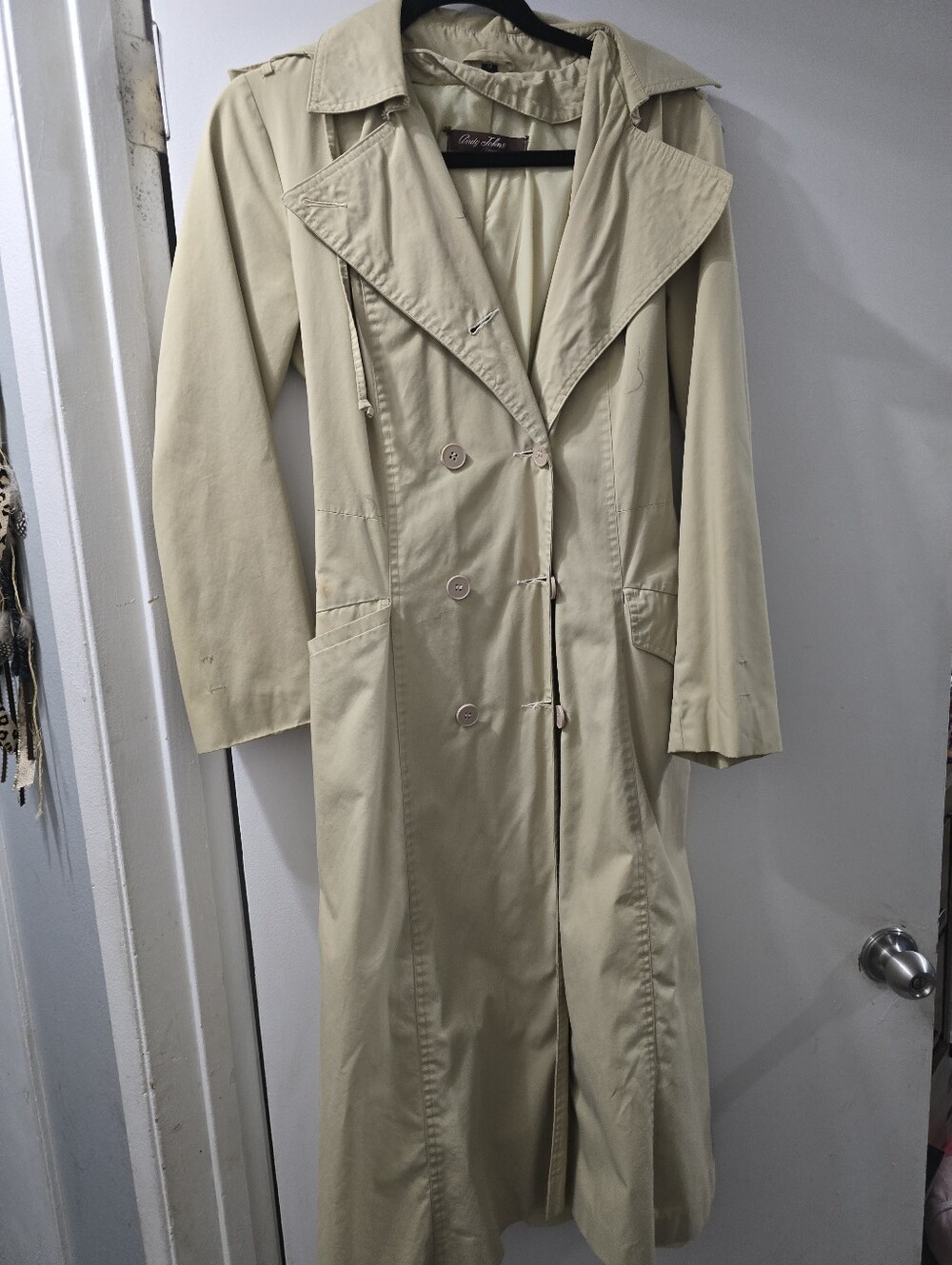 Women's Long Beige Trench Coat - Classic Cotton Blend